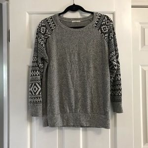 Gray Sweater with Designed Sleeves